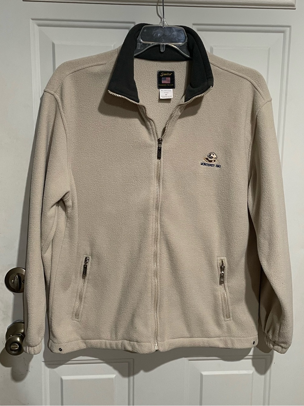 Monterey Bay Tan Full-Zip Fleece Jacket with Black Collar